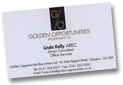 image of Linda Kelly"s business card